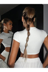 I Don’t Care Baby Tee for Women – White Cropped Graphic Top